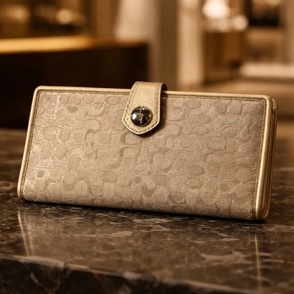 Sold Vintage Coach Lurex Metallic Snap Wallet - Picture 2 of 5